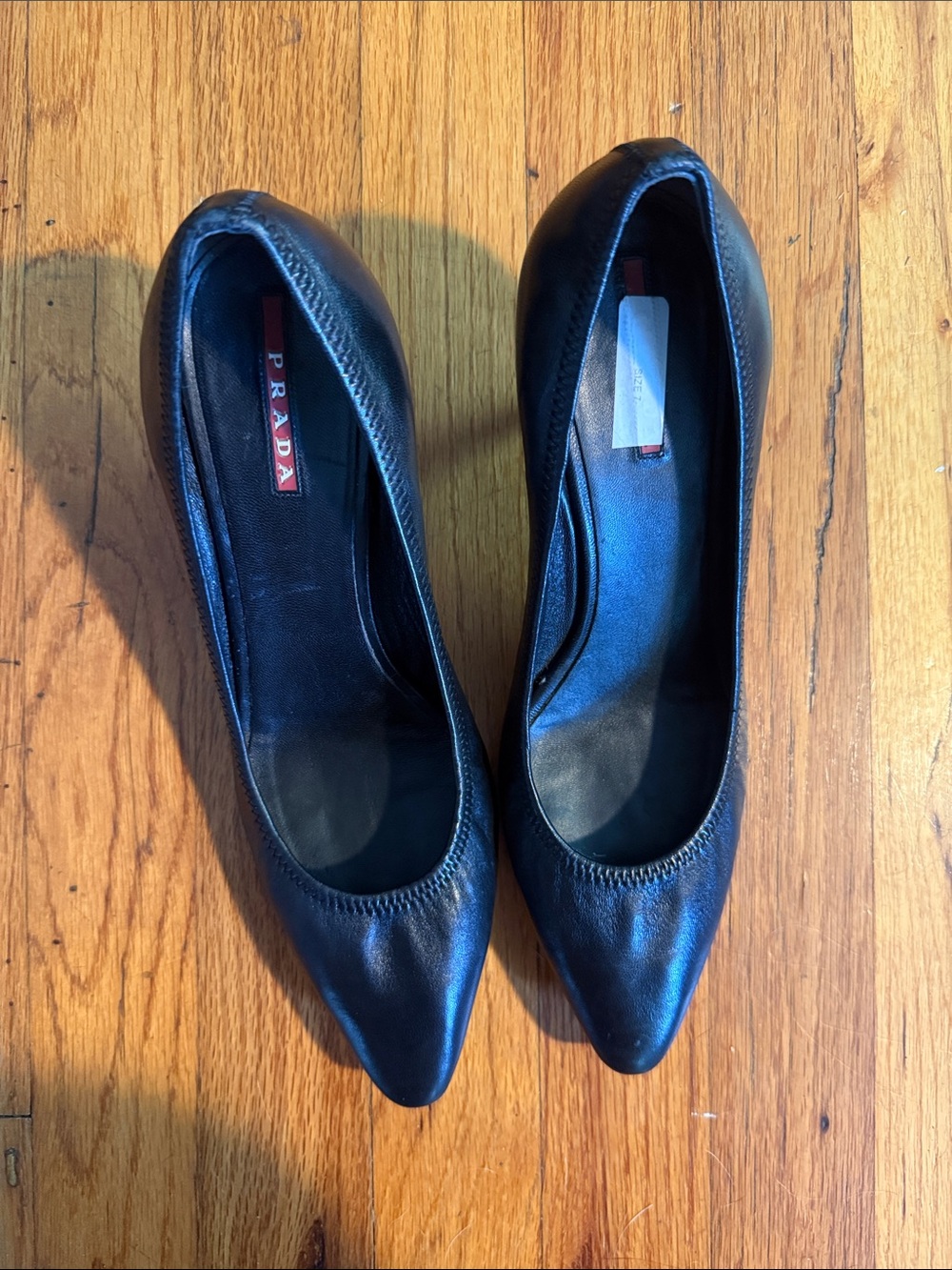 Prada Black Leather Pointed-Toe Pumps